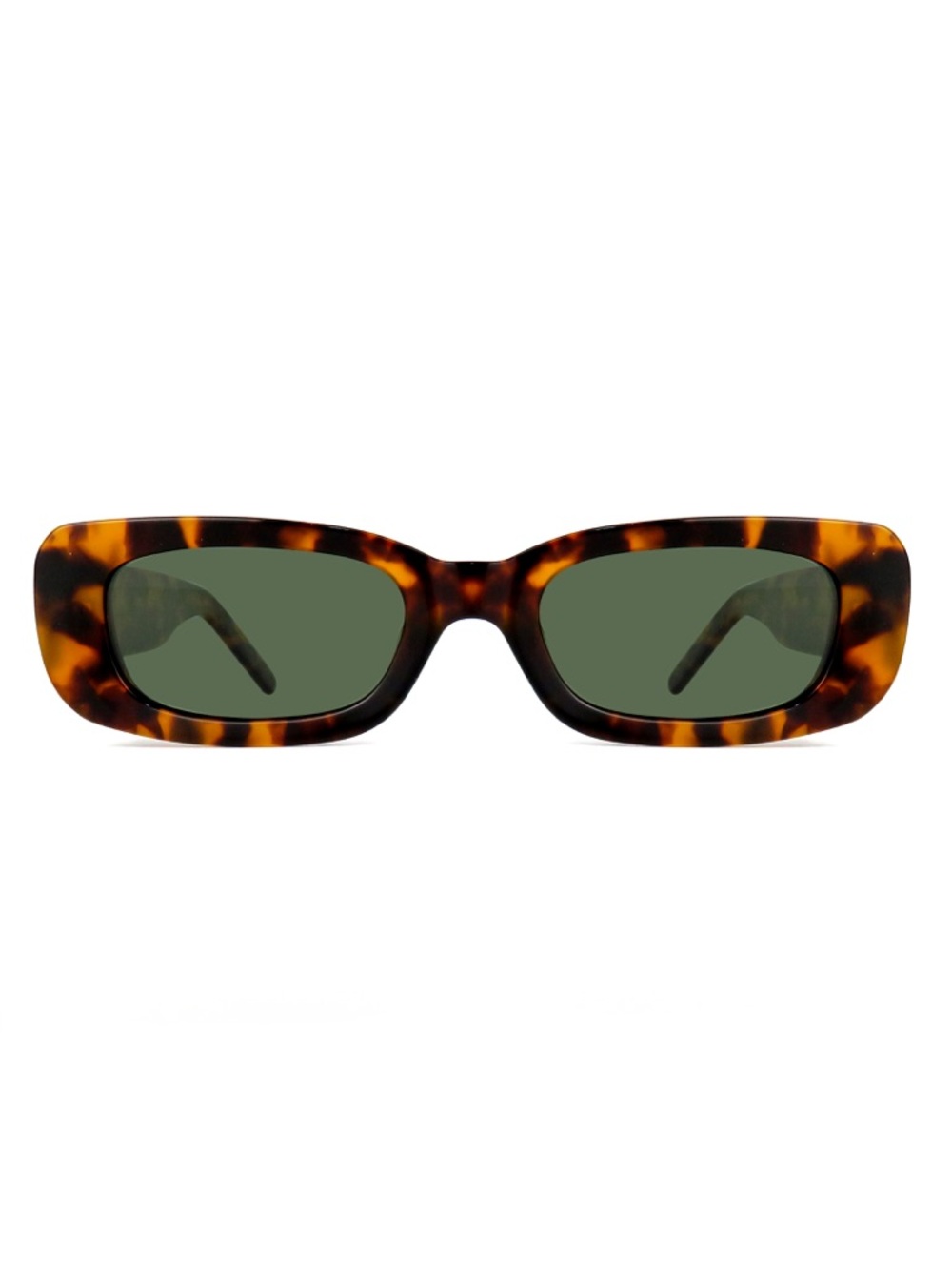 Women's Tortoiseshell Rectangular Sunglasses with Black Lenses